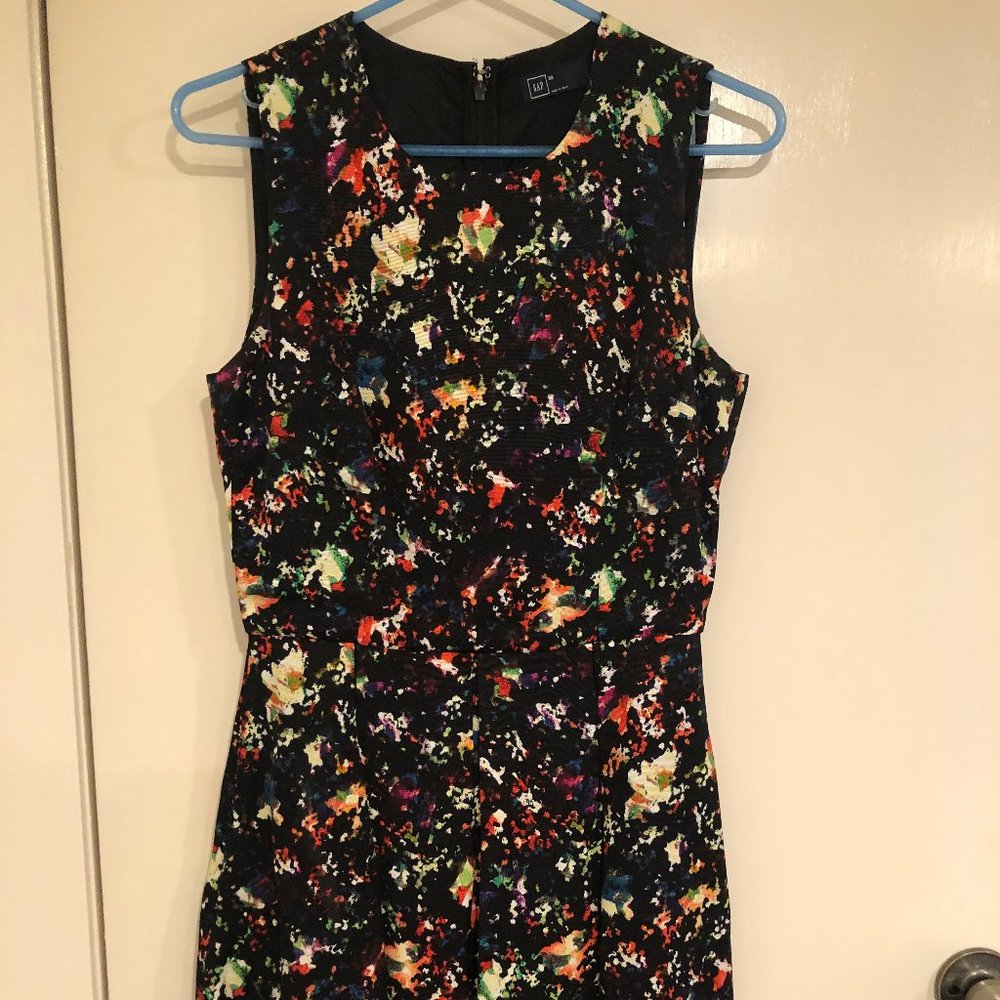 Gap Black Floral Sleeveless Dress